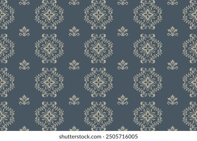 Damask Seamless pattern in tribal, folk embroidery, Indian style. Aztec geometric art ornament print.Design for carpet, cover.wallpaper, wrapping, fabric, clothing