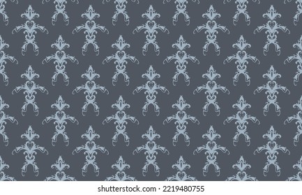 Damask seamless pattern vector background wallpaper Fleur de Lis pattern Digital texture Design for print printable fabric saree border.