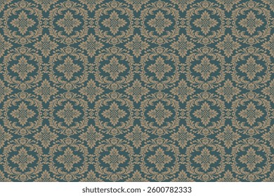 Damask seamless pattern vector background. baroque style pattern. Luxury textile. Graphic ornate pattern for wallpaper, fabric, packaging, wrapping. Damask floral ornament.