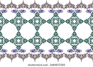 Damask seamless pattern, seamless vector pattern, geometric pattern, motif, background, decorative pattern, wallpaper, art ornament, fabric, vintage.
