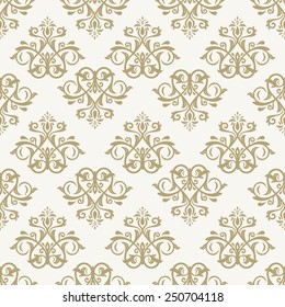 Damask seamless pattern. Vector traditional ornament with oriental golden elements for backgrounds