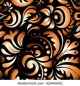 Damask seamless pattern. Vector vintage floral ornament. Oriental style. Design for fabric, wallpaper, background, invitation, wrapping and book covers. Hand drawn illustration.