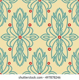 Damask seamless pattern in victorian style, vector illustration