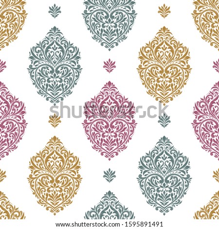 Damask seamless pattern. Vintage, paisley elements. Traditional, Turkish motifs. Great for fabric and textile, wallpaper, packaging or any desired idea.
