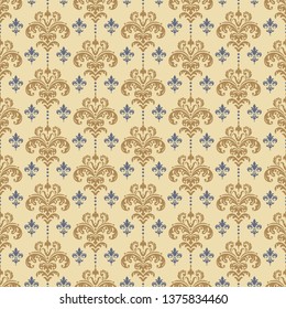 Damask seamless pattern, vintage texture decorative wallpaper, vector graphics