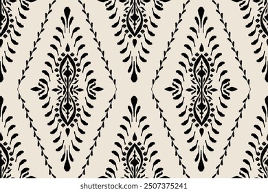 Damask seamless pattern,damask Ikat floral seamless pattern vector illustration,black and white background,Aztec style,baroque pattern.design for texture,fabric,clothing,wrapping,decoration,print,tile