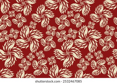 Damask seamless pattern,damask Ikat floral seamless pattern vector illustration,red and white background,Aztec style,baroque pattern.design for texture,fabric,clothing,wrapping,decoration,print,tile.