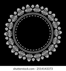 Damask seamless pattern,white round ornament.