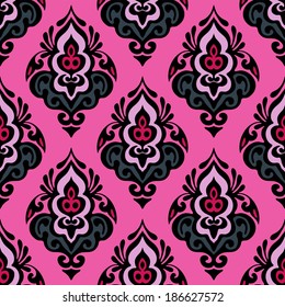 Damask seamless pink vector design