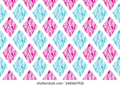 Damask seamless repeatable pattern isolated on background. Decorative damask pattern. Ready to print, easy to edit, organized layer, suitable for printing, textile, fashion, wallpaper, backdrop,etc