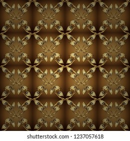 Damask seamless repeating background. Gold Wallpaper on texture background. Golden element on colors. Gold floral ornament in baroque style.