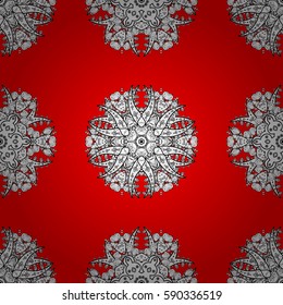 Damask seamless repeating pattern. Gold floral ornament in baroque style. Antique whiteen repeatable wallpaper. Golden element on red background.