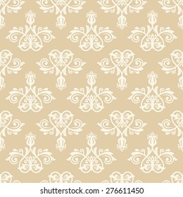 Damask seamless texture. Fine vector traditional pastel background with oriental elements