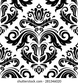 Damask seamless texture. Fine vector traditional background with oriental elements
