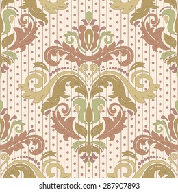 Damask seamless texture. Fine vector traditional background with colorful oriental elements.