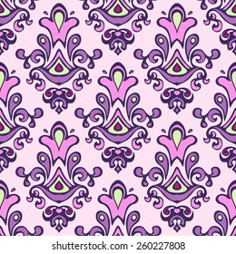 Damask seamless tiles vector design for fabric
