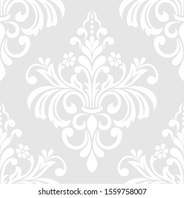 Damask seamless vector background. baroque style pattern. Gray and white floral element. Graphic ornate pattern for wallpaper, fabric, packaging, wrapping. Damask flower ornament.