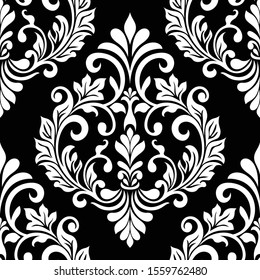Damask seamless vector background. baroque style pattern. Black and white floral element. Graphic ornate pattern for wallpaper, fabric, packaging, wrapping. Damask flower ornament.