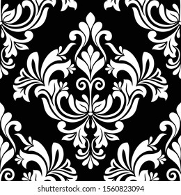 Damask seamless vector background. baroque style pattern. Black and white floral element. Graphic ornate pattern for wallpaper, fabric, packaging, wrapping. Damask flower ornament.