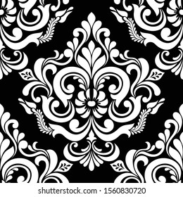 Damask seamless vector background. baroque style pattern. Black and white floral element. Graphic ornate pattern for wallpaper, fabric, packaging, wrapping. Damask flower ornament.