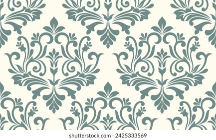 Damask seamless vector background. baroque style pattern. Green and white floral element. Graphic ornate pattern for wallpaper, fabric, packaging, wrapping. Damask flower ornament.