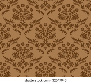 Damask seamless vector background.  For easy making seamless pattern just drag all group into swatches bar, and use it for filling any contours.