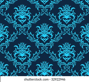 Damask seamless vector background.  For easy making seamless pattern just drag all group into swatches bar, and use it for filling any contours.