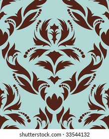Damask seamless vector background.  For easy making seamless pattern just drag all group into swatches bar, and use it for filling any contours.