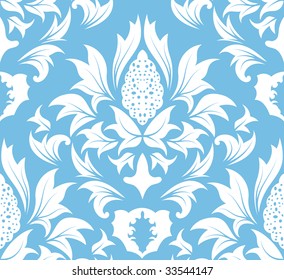 Damask seamless vector background.  For easy making seamless pattern just drag all group into swatches bar, and use it for filling any contours.
