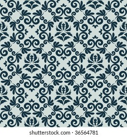 Damask seamless vector background.  For easy making seamless pattern just drag all group into swatches bar, and use it for filling any contours.