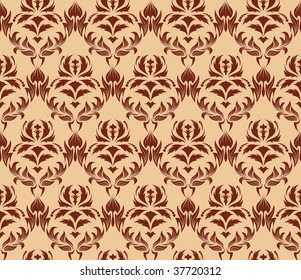 Damask seamless vector background.  For easy making seamless pattern just drag all group into swatches bar, and use it for filling any contours.