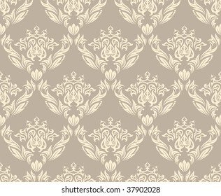 Damask seamless vector background.  For easy making seamless pattern just drag all group into swatches bar, and use it for filling any contours.