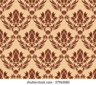 Damask seamless vector background.  For easy making seamless pattern just drag all group into swatches bar, and use it for filling any contours.
