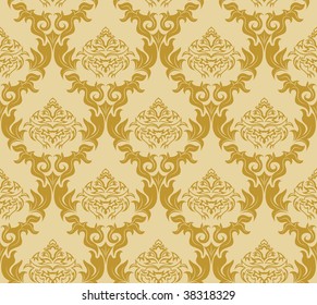Damask seamless vector background.  For easy making seamless pattern just drag all group into swatches bar, and use it for filling any contours.