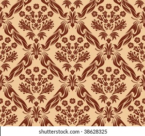Damask seamless vector background.  For easy making seamless pattern just drag all group into swatches bar, and use it for filling any contours.