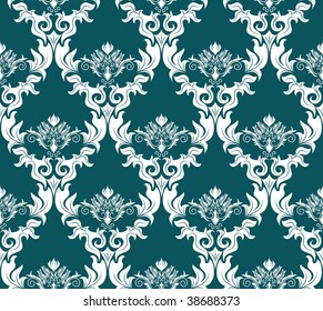Damask seamless vector background.  For easy making seamless pattern just drag all group into swatches bar, and use it for filling any contours.