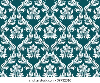 Damask seamless vector background.  For easy making seamless pattern just drag all group into swatches bar, and use it for filling any contours.