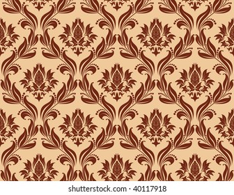 Damask seamless vector background.  For easy making seamless pattern just drag all group into swatches bar, and use it for filling any contours.