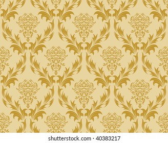 Damask seamless vector background.  For easy making seamless pattern just drag all group into swatches bar, and use it for filling any contours.