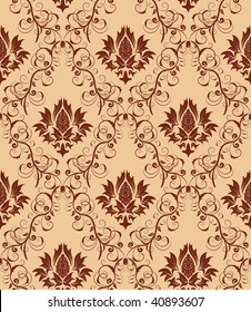 Damask seamless vector background.  For easy making seamless pattern just drag all group into swatches bar, and use it for filling any contours.