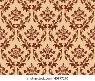 Damask seamless vector background.  For easy making seamless pattern just drag all group into swatches bar, and use it for filling any contours.