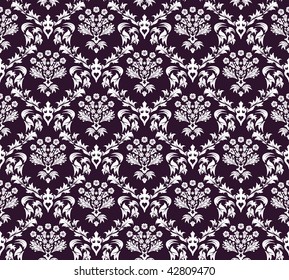 Damask seamless vector background.  For easy making seamless pattern just drag all group into swatches bar, and use it for filling any contours.