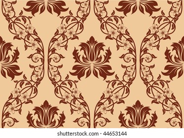 Damask seamless vector background.  For easy making seamless pattern just drag all group into swatches bar, and use it for filling any contours.