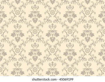 Damask seamless vector background.  For easy making seamless pattern just drag all group into swatches bar, and use it for filling any contours.