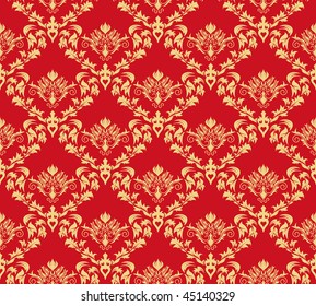 Damask seamless vector background.  For easy making seamless pattern just drag all group into swatches bar, and use it for filling any contours.