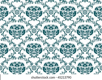 Damask seamless vector background.  For easy making seamless pattern just drag all group into swatches bar, and use it for filling any contours.