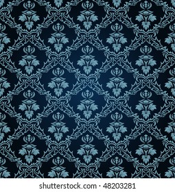 Damask seamless vector background.  For easy making seamless pattern just drag all group into swatches bar, and use it for filling any contours.