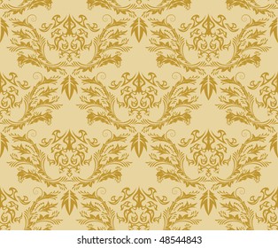 Damask seamless vector background.  For easy making seamless pattern just drag all group into swatches bar, and use it for filling any contours.
