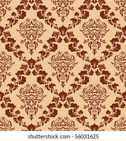 Damask seamless vector background.  For easy making seamless pattern just drag all group into swatches bar, and use it for filling any contours.