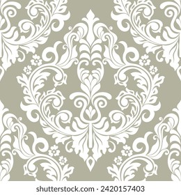 Damask seamless vector background. Wallpaper in the baroque style template. Graphic ornate pattern for wallpaper, fabric, packaging, wrapping. Damask flower ornament.